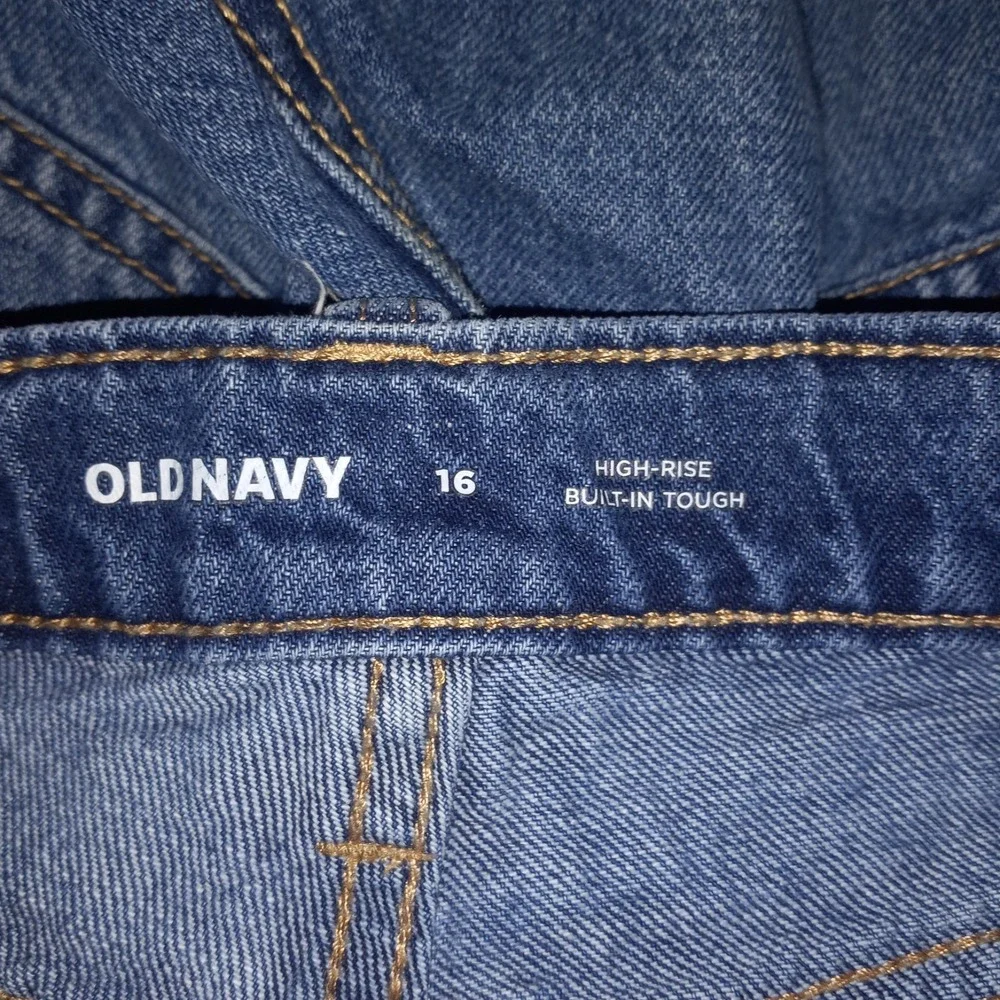 Old Navy Denim Jean‎ Shorts Distressed Raw Edge Embroidered Girls Size 16 Adjust